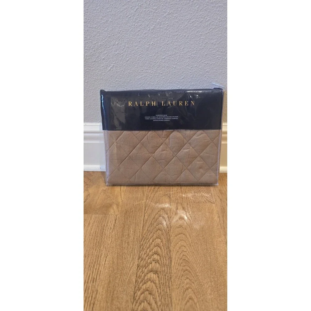 NWT Ralph Lauren Cromwell Modern Equestrian European Sham Camel Quilted 26x26